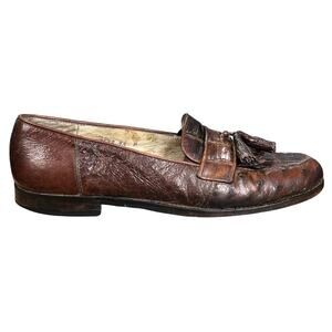Vintage Belvedere Florence Brown Ostrich Tassel Loafers Size US 9.5 M